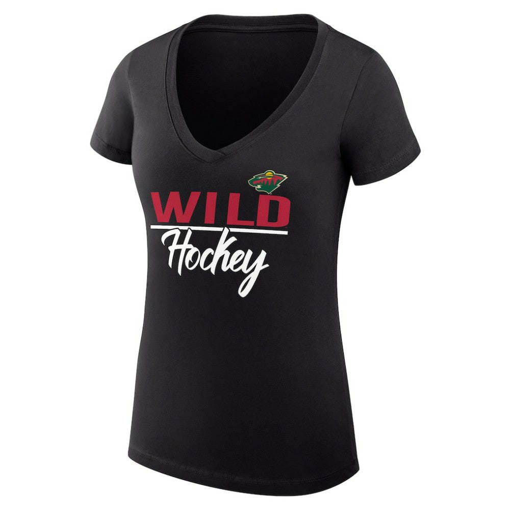 Minnesota Wild - G-III 4Her by Carl Banks Women's Super-Slim Fit Lightweight Graphic V-Neck T-Shirt Black