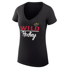 Minnesota Wild - G-III 4Her by Carl Banks Women's Super-Slim Fit Lightweight Graphic V-Neck T-Shirt Black
