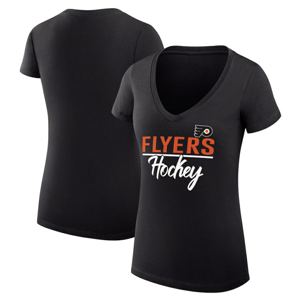 Philadelphia Flyers - G-III 4Her by Carl Banks Women's Super-Slim Fit Lightweight Graphic V-Neck T-Shirt Black