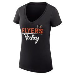 Philadelphia Flyers - G-III 4Her by Carl Banks Women's Super-Slim Fit Lightweight Graphic V-Neck T-Shirt Black