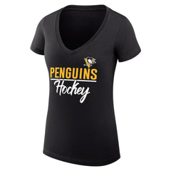 Pittsburgh Penguins G-III 4Her by Carl Banks Women's Super-Slim Fit Lightweight Graphic V-Neck T-Shirt Black