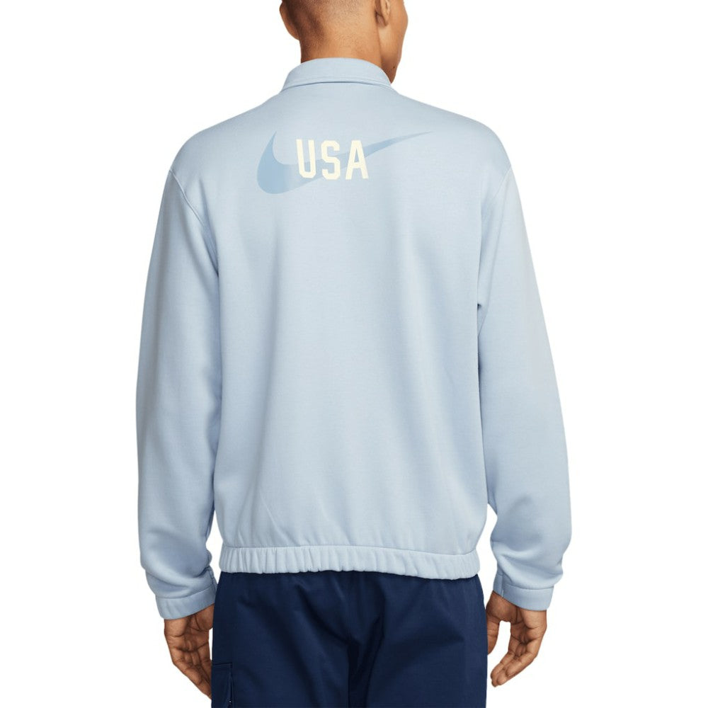 Nike USMNT Club Fleece Harrington Full-Zip Jacket - Light Blue