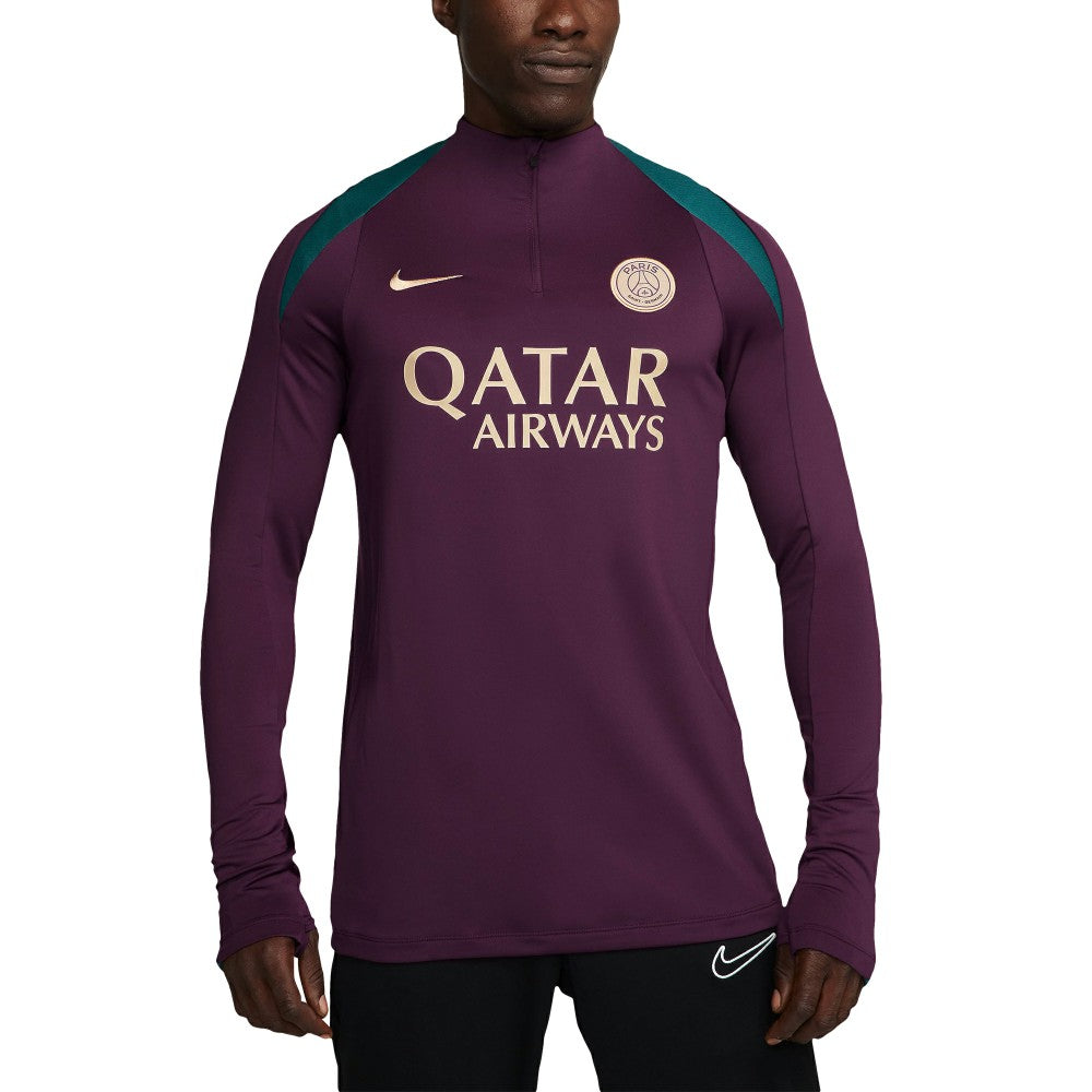 Nike Paris Saint-Germain 2024/25 Strike Drill Performance Quarter-Zip Long Sleeve Top - Burgundy