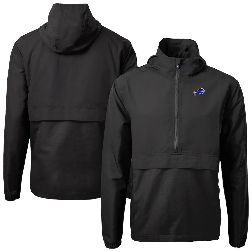 Buffalo Bills Cutter & Buck Charter Eco Recycled Anorak Half-Zip Jacket Black - NFL