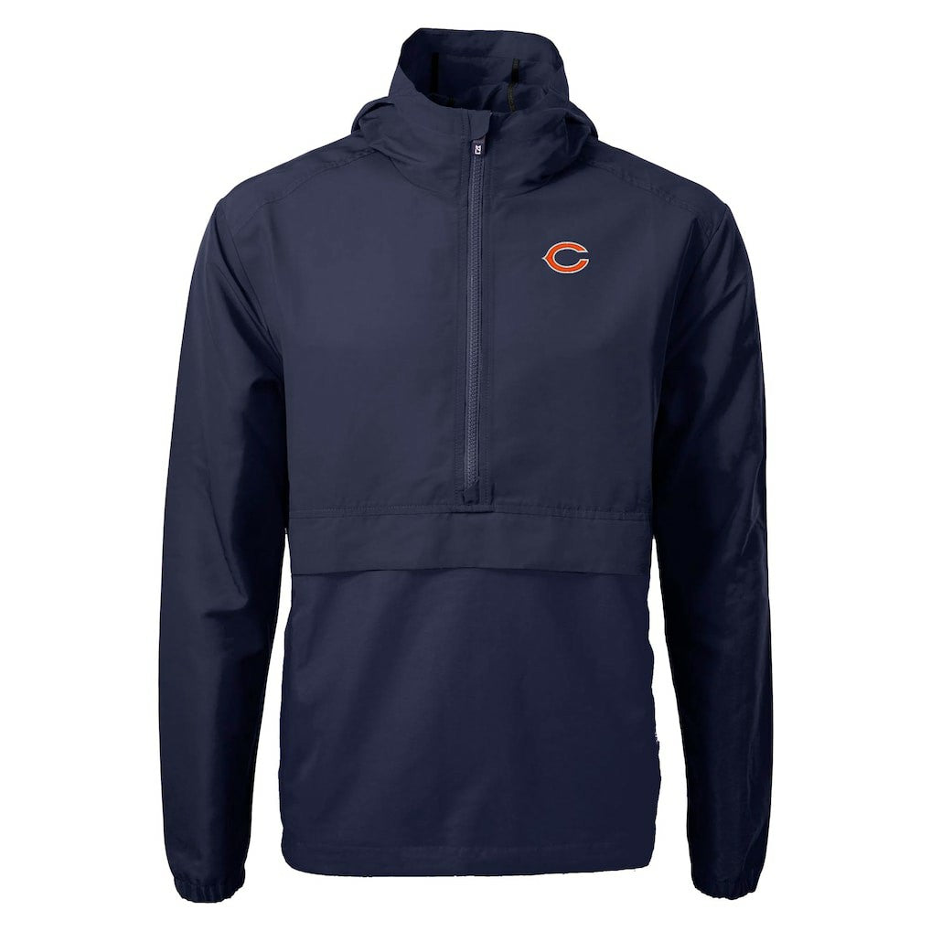 Chicago Bears Cutter & Buck Charter Eco Recycled Anorak Half-Zip Jacket Navy - NFL