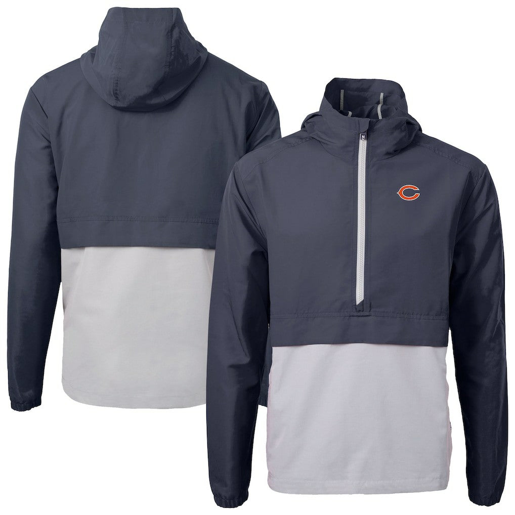 Chicago Bears Cutter & Buck Charter Eco Recycled Anorak Half-Zip Jacket Blue - NFL