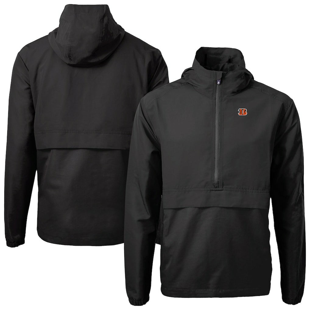 Cincinnati Bengals Cutter & Buck Charter Eco Recycled Anorak Half-Zip Jacket Black - NFL