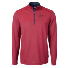 Buffalo Bills Cutter & Buck Virtue Eco Pique Micro Stripe Recycled Quarter-Zip Pullover Top Red/Navy - NFL