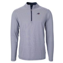 Carolina Panthers Cutter & Buck Virtue Eco Pique Micro Stripe Recycled Quarter-Zip Pullover Top Navy/White - NFL
