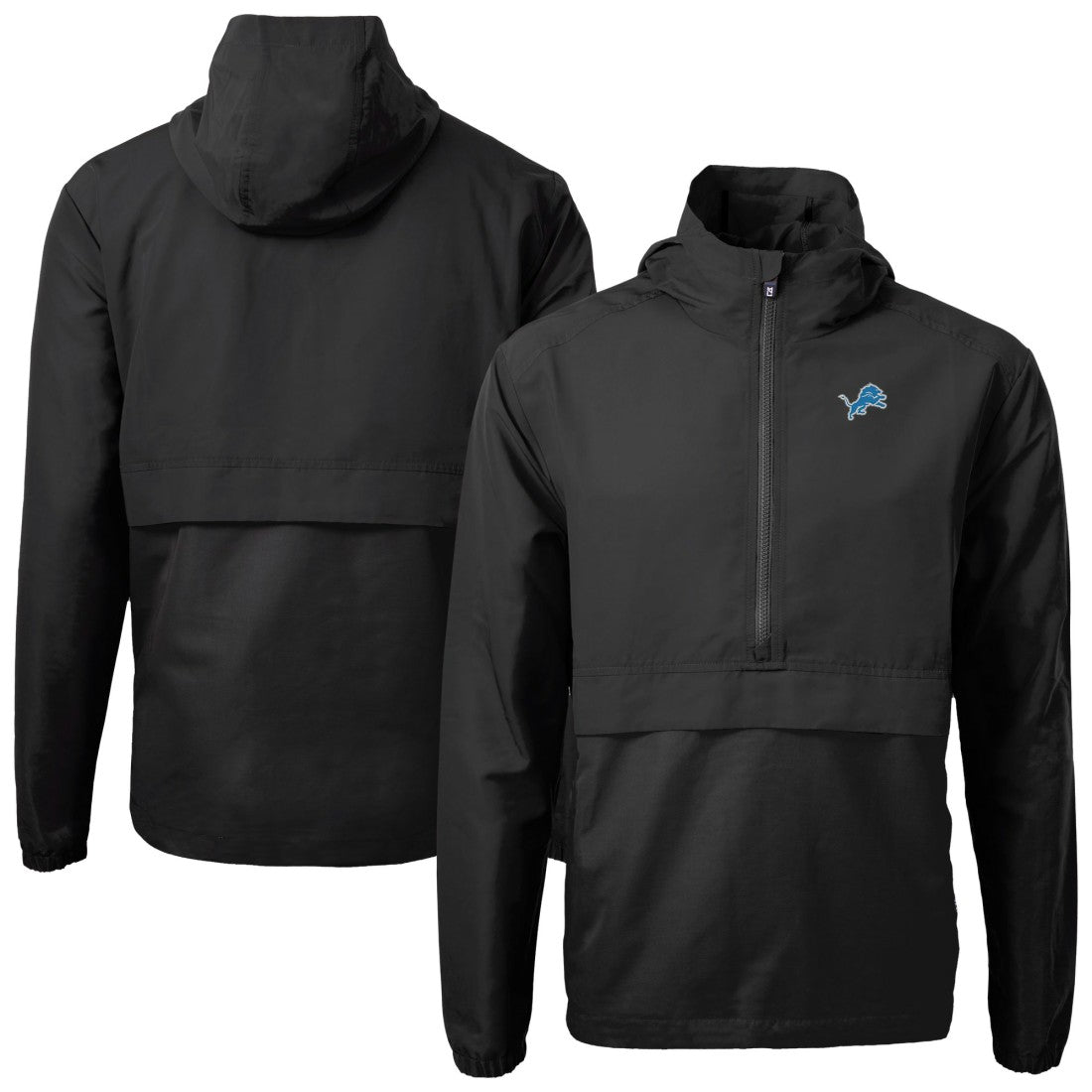 Detroit Lions Cutter & Buck Charter Eco Recycled Anorak Half-Zip Jacket Black - NFL