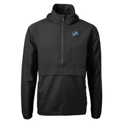 Detroit Lions Cutter & Buck Charter Eco Recycled Anorak Half-Zip Jacket Black - NFL