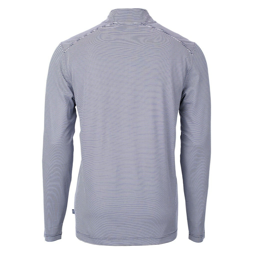 Chicago Bears Cutter & Buck Virtue Eco Pique Micro Stripe Recycled Quarter-Zip Pullover Top Navy/White - NFL