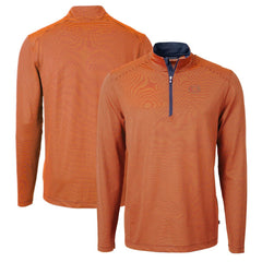 Chicago Bears Cutter & Buck Virtue Eco Pique Micro Stripe Recycled Quarter-Zip Pullover Top Orange/Navy - NFL