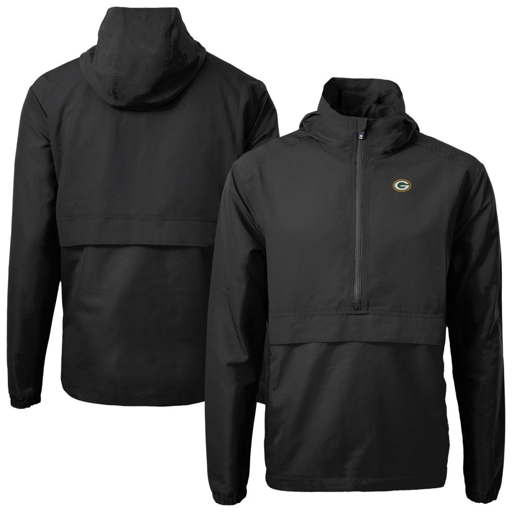 Green Bay Packers Cutter & Buck Charter Eco Recycled Anorak Half-Zip Jacket Black - NFL