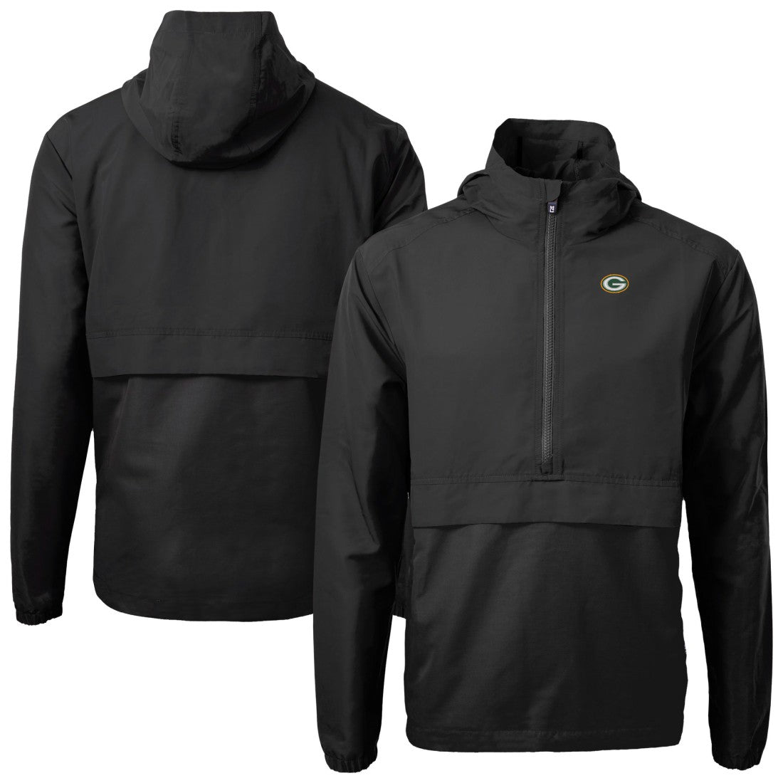 Green Bay Packers Cutter & Buck Charter Eco Recycled Anorak Half-Zip Jacket Black - NFL