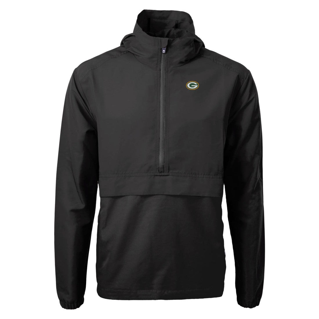 Green Bay Packers Cutter & Buck Charter Eco Recycled Anorak Half-Zip Jacket Black - NFL
