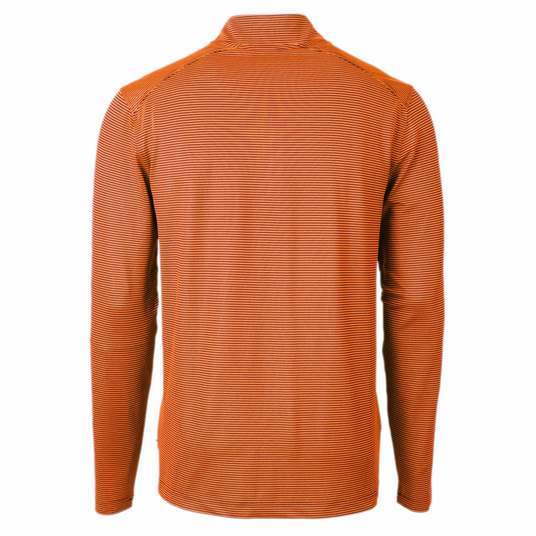 Denver Broncos Cutter & Buck Virtue Eco Pique Micro Stripe Recycled Quarter-Zip Pullover Top Orange/Navy - NFL