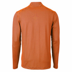 Denver Broncos Cutter & Buck Virtue Eco Pique Micro Stripe Recycled Quarter-Zip Pullover Top Orange/Navy - NFL
