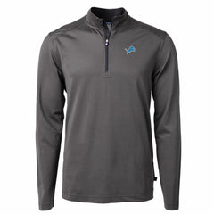 Detroit Lions Cutter & Buck Virtue Eco Pique Micro Stripe Recycled Quarter-Zip Pullover Top Black/Gray - NFL