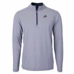 Detroit Lions Cutter & Buck Virtue Eco Pique Micro Stripe Recycled Quarter-Zip Pullover Top Navy/White - NFL