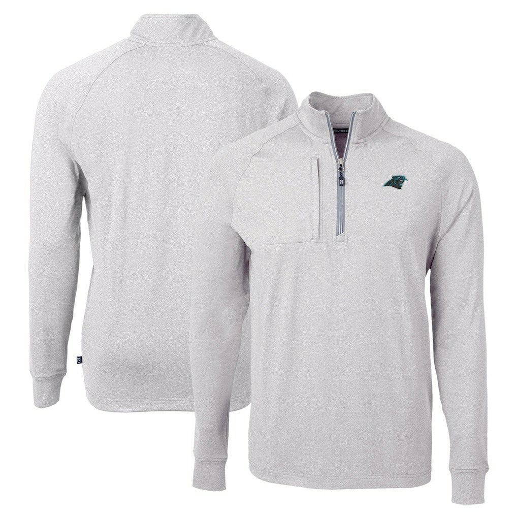 Carolina Panthers Cutter & Buck Adapt Eco Knit Quarter-Zip Pullover Top Heather Gray - NFL