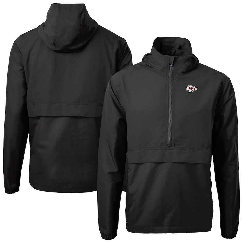Kansas City Chiefs Cutter & Buck Charter Eco Recycled Anorak Half-Zip Jacket Black - NFL