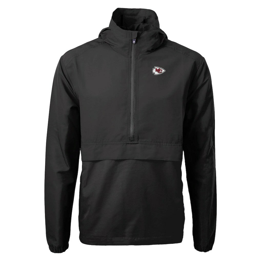 Kansas City Chiefs Cutter & Buck Charter Eco Recycled Anorak Half-Zip Jacket Black - NFL