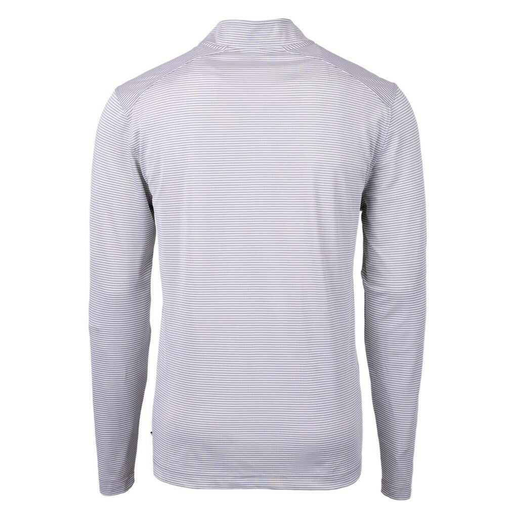 Green Bay Packers Cutter & Buck Virtue Eco Pique Micro Stripe Recycled Quarter-Zip Pullover Top Gray/White - NFL