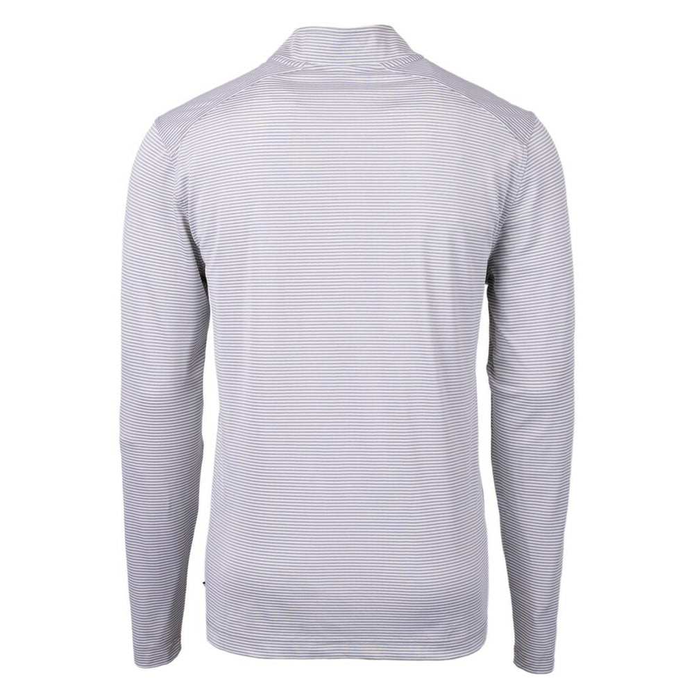 Green Bay Packers Cutter & Buck Virtue Eco Pique Micro Stripe Recycled Quarter-Zip Pullover Top Gray/White - NFL