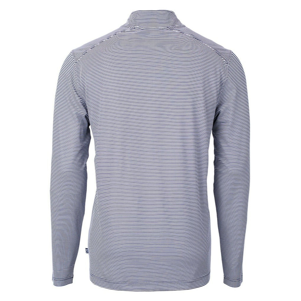 Green Bay Packers Cutter & Buck Virtue Eco Pique Micro Stripe Recycled Quarter-Zip Pullover Top Navy/White - NFL
