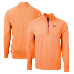Chicago Bears Cutter & Buck Adapt Eco Knit Quarter-Zip Pullover Top Heather Orange - NFL