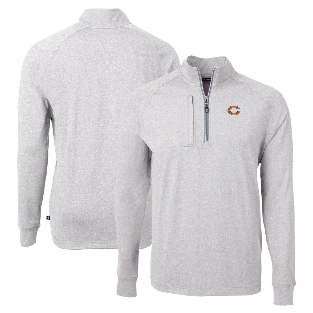 Chicago Bears Cutter & Buck Adapt Eco Knit Quarter-Zip Pullover Top Heather Gray - NFL