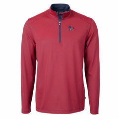 Houston Texans Cutter & Buck Virtue Eco Pique Micro Stripe Recycled Quarter-Zip Pullover Top Red/Navy - NFL