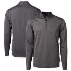 Indianapolis Colts Cutter & Buck Virtue Eco Pique Micro Stripe Recycled Quarter-Zip Pullover Top Black/Gray - NFL