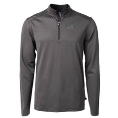Indianapolis Colts Cutter & Buck Virtue Eco Pique Micro Stripe Recycled Quarter-Zip Pullover Top Black/Gray - NFL