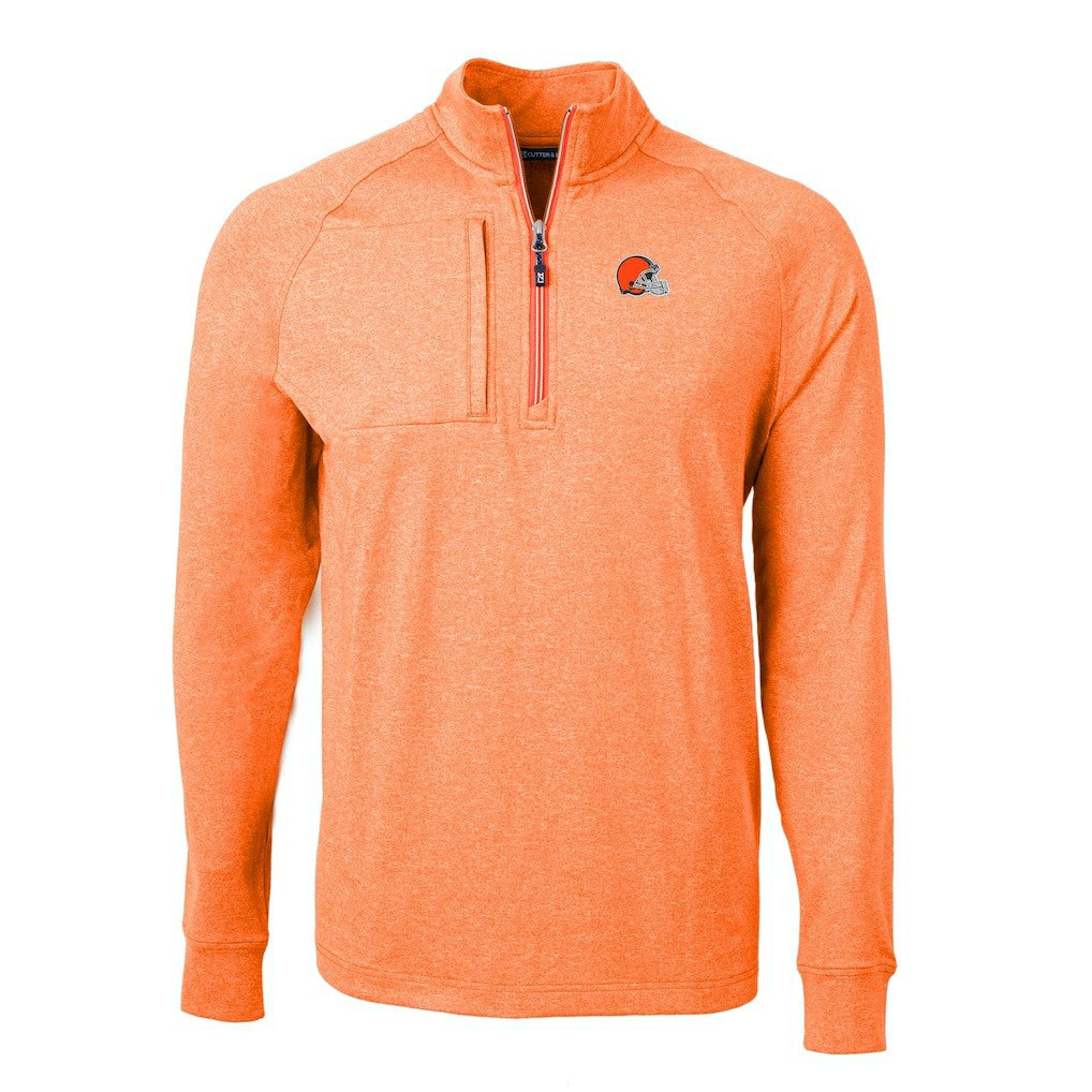 Cleveland Browns Cutter & Buck Adapt Eco Knit Quarter-Zip Pullover Top Heather Orange - NFL