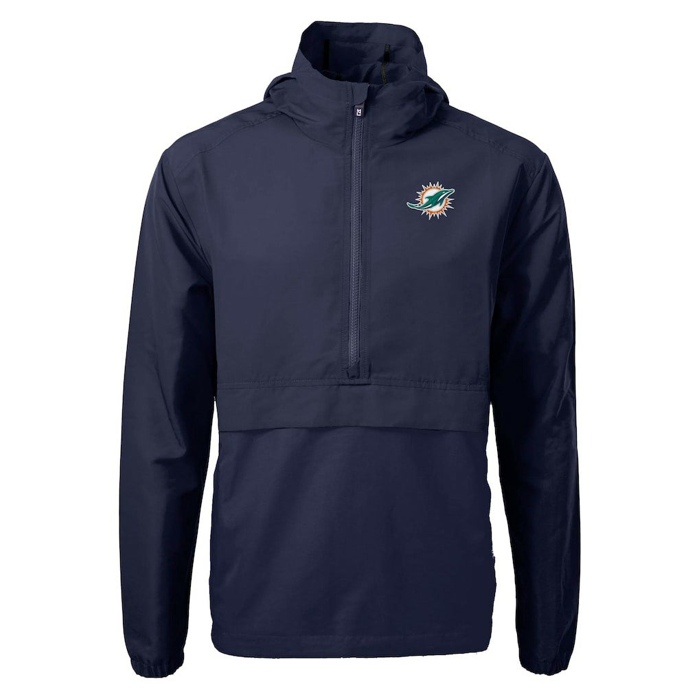 Miami Dolphins Cutter & Buck Charter Eco Recycled Anorak Half-Zip Jacket Blue - NFL