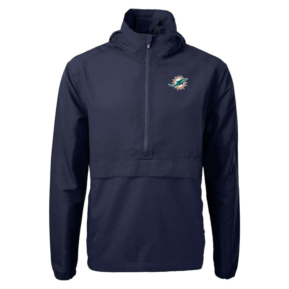 Miami Dolphins Cutter & Buck Charter Eco Recycled Anorak Half-Zip Jacket Blue - NFL