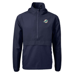 Miami Dolphins Cutter & Buck Charter Eco Recycled Anorak Half-Zip Jacket Blue - NFL