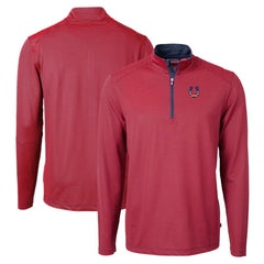 Indianapolis Colts Cutter & Buck Virtue Eco Pique Micro Stripe Recycled Quarter-Zip Pullover Top Red/Navy - NFL