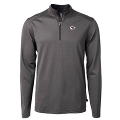 Kansas City Chiefs Cutter & Buck Virtue Eco Pique Micro Stripe Recycled Quarter-Zip Pullover Top Black/Gray - NFL