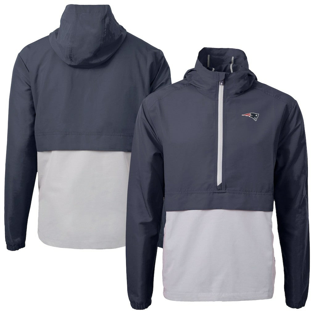 New England Patriots Cutter & Buck Charter Eco Recycled Anorak Half-Zip Jacket Blue - NFL