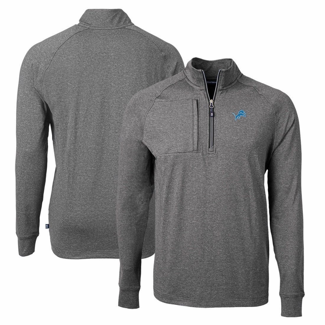 Detroit Lions Cutter & Buck Adapt Eco Knit Quarter-Zip Pullover Top Heather Black - NFL