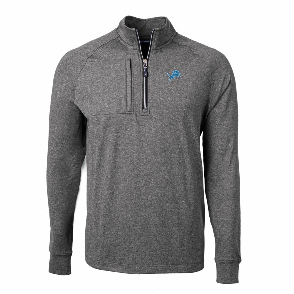Detroit Lions Cutter & Buck Adapt Eco Knit Quarter-Zip Pullover Top Heather Black - NFL