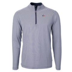 Kansas City Chiefs Cutter & Buck Virtue Eco Pique Micro Stripe Recycled Quarter-Zip Pullover Top Navy/White - NFL