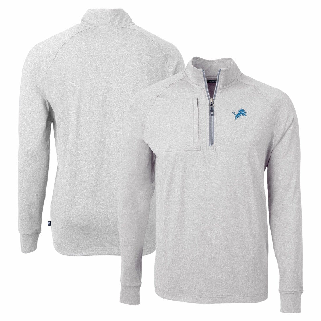 Detroit Lions Cutter & Buck Adapt Eco Knit Quarter-Zip Pullover Top Heather Gray - NFL