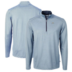 Los Angeles Chargers Cutter & Buck Virtue Eco Pique Micro Stripe Recycled Quarter-Zip Pullover Top Powder Blue/Navy - NFL