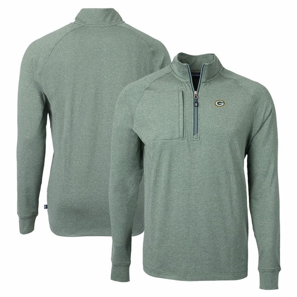 Green Bay Packers Cutter & Buck Adapt Eco Knit Quarter-Zip Pullover Top Heather Green - NFL
