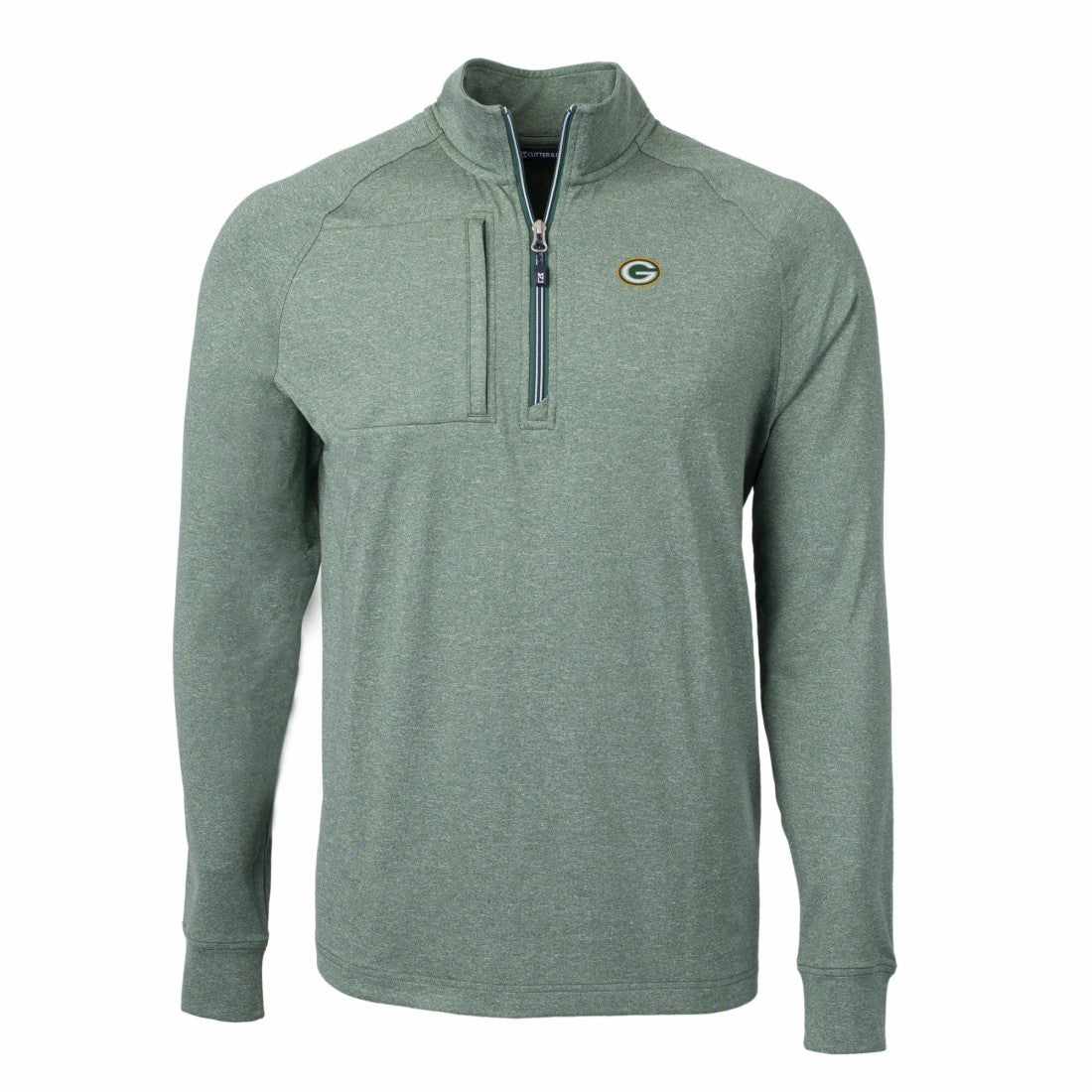 Green Bay Packers Cutter & Buck Adapt Eco Knit Quarter-Zip Pullover Top Heather Green - NFL