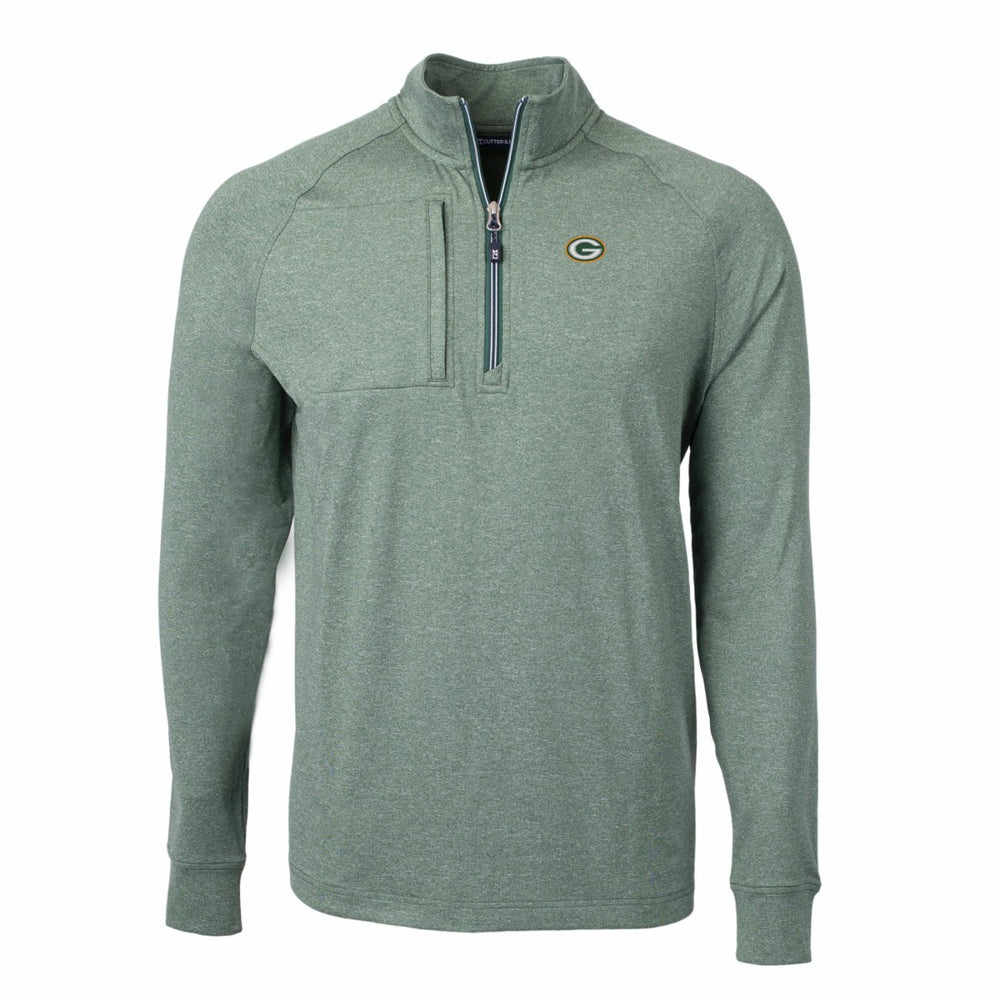 Green Bay Packers Cutter & Buck Adapt Eco Knit Quarter-Zip Pullover Top Heather Green - NFL